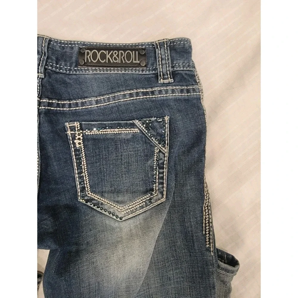 Rock & Roll Cowgirl jeans Original Low Rise embellished thick stitch Womens‎ 28